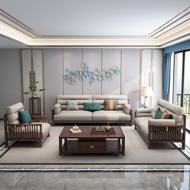 新中式沙发闪电客123组合现代高端别墅客厅中国风全屋家具转角沙发