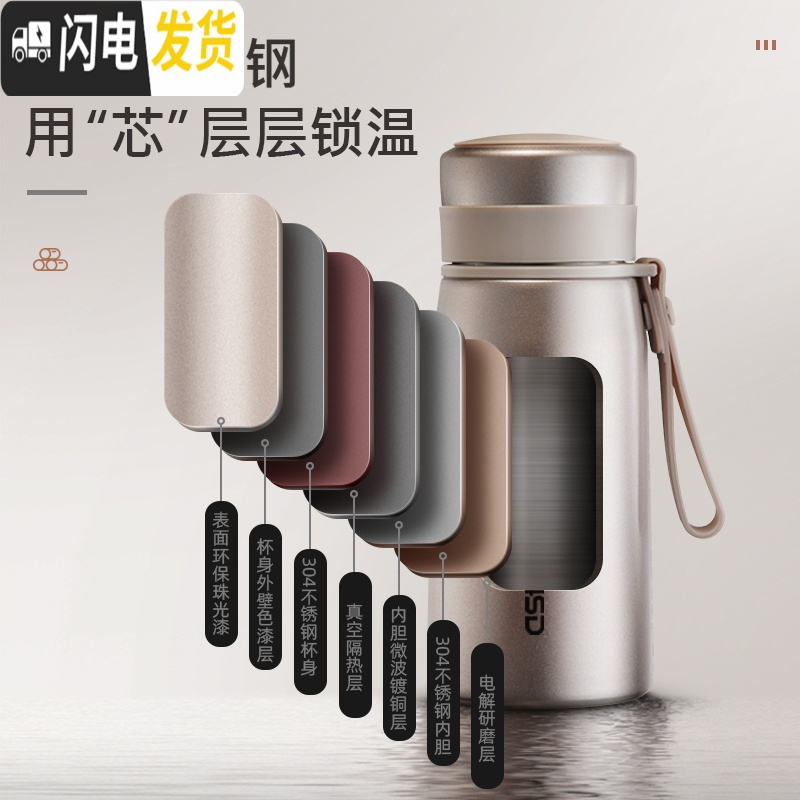 三维工匠保温杯女士简约茶杯水杯子学生时尚可爱便携小巧迷你 珍珠粉
