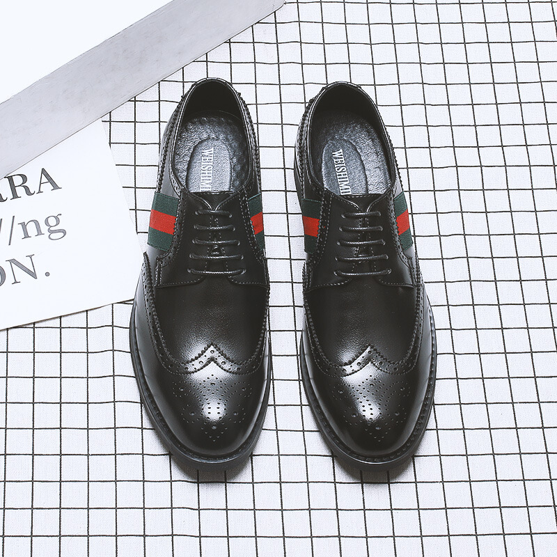梵克公牛英伦皮鞋男时尚青年人造革洛克鞋子 2020百搭男士正装个性