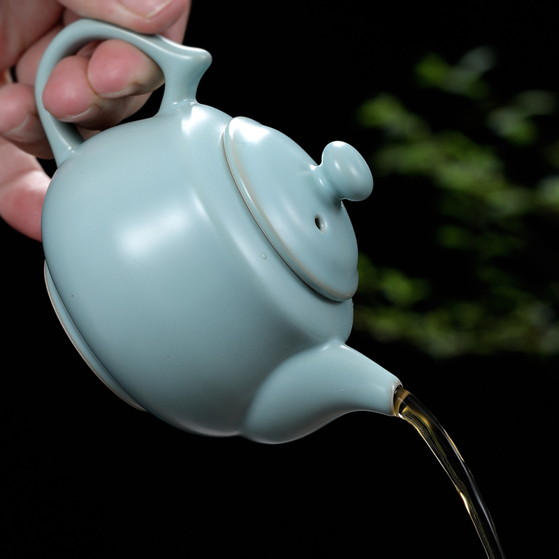 元青茶壶(MULTIPOTENT)汝窑茶壶开片可养陶瓷功夫茶具泡茶壶单壶 如意壶160ML高清大图