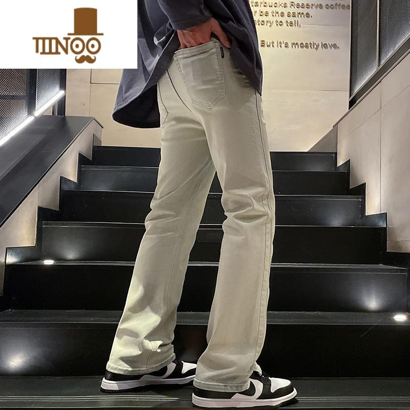 YANXU秋季新款复古直筒阔腿休闲牛仔裤男美式高街潮牌简约宽松长裤男士高清大图