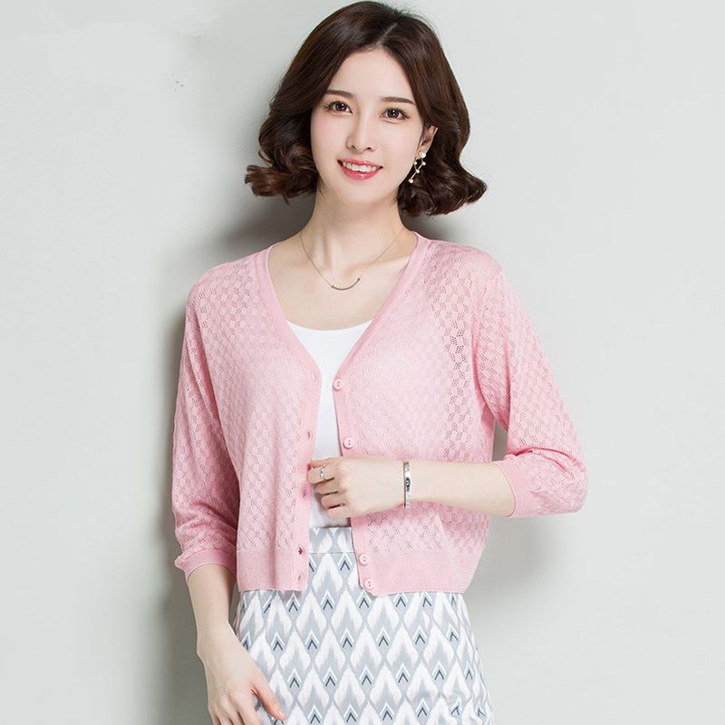 针织衫女开衫短款冰丝夏季新款披肩针织小开衫外套空调衫防晒衣女