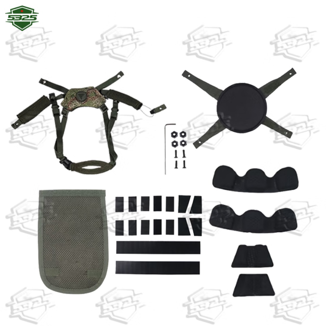 5325凯夫拉战术头盔钢盔内衬悬挂配件 19头盔内衬全套 丛林星空高清大图