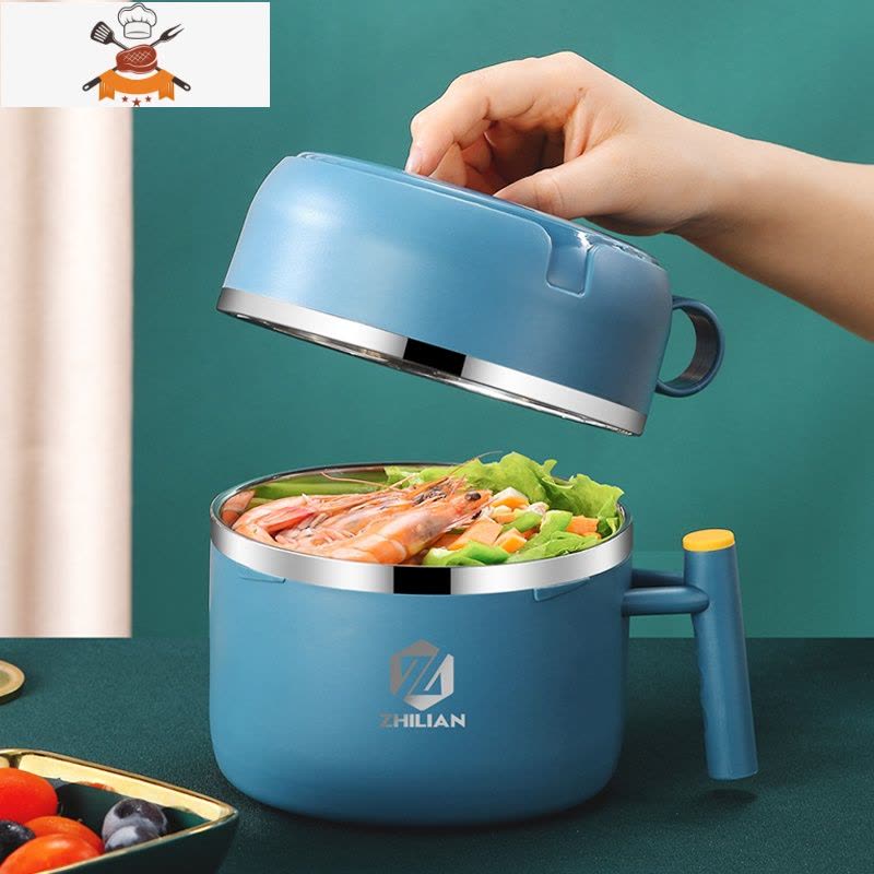 敬平ins北欧304不锈钢双层饭盒上班族便当餐盒小学生食堂打饭缸快餐杯图片