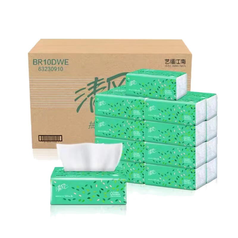 清风 纸巾3层100抽 18包