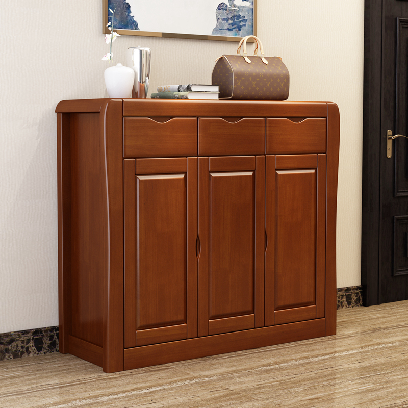 青木川客厅实木鞋柜家用门口小户型进门入户玄关门厅柜阳台过道三门