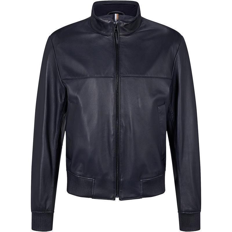 雨果博斯hugoboss男士羊革飞行员夹克外套上衣皮衣50476787