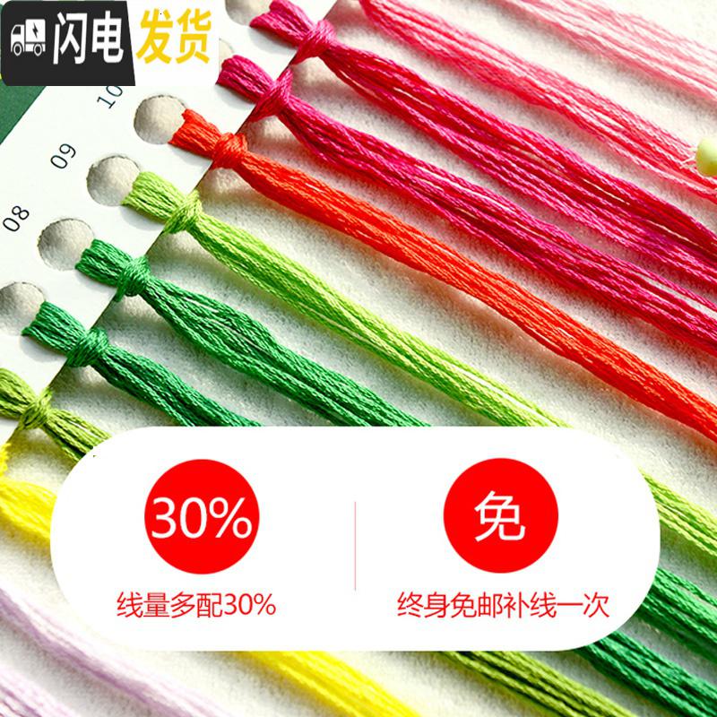 三维工匠十字绣线绣新款客厅情侣火烈鸟小件手工自己绣2019清新自然风简 埃及棉线绣新款[款号4080]尺寸53*75厘米高清大图