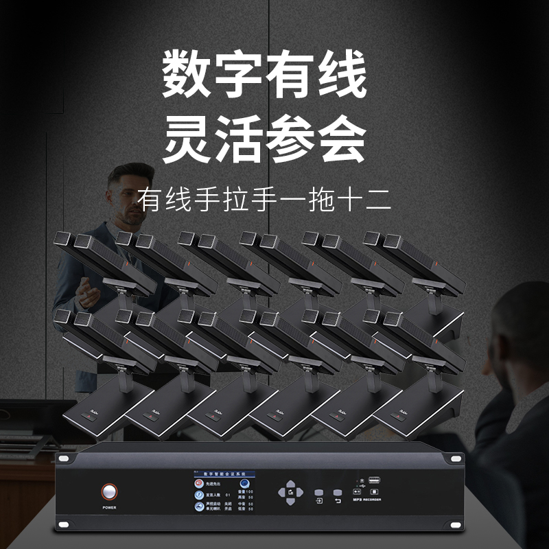 润普Runpu 会议音频扩声手拉手系统RP-YS6665S 专业有线手拉手麦克风双杆会议话筒桌面鹅颈麦一拖十二高清大图