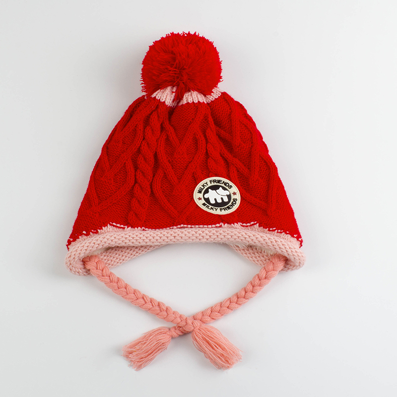 milkyfriends牛奶朋友宝宝帽子冬婴儿护耳毛线帽纯色儿童毛线帽儿童