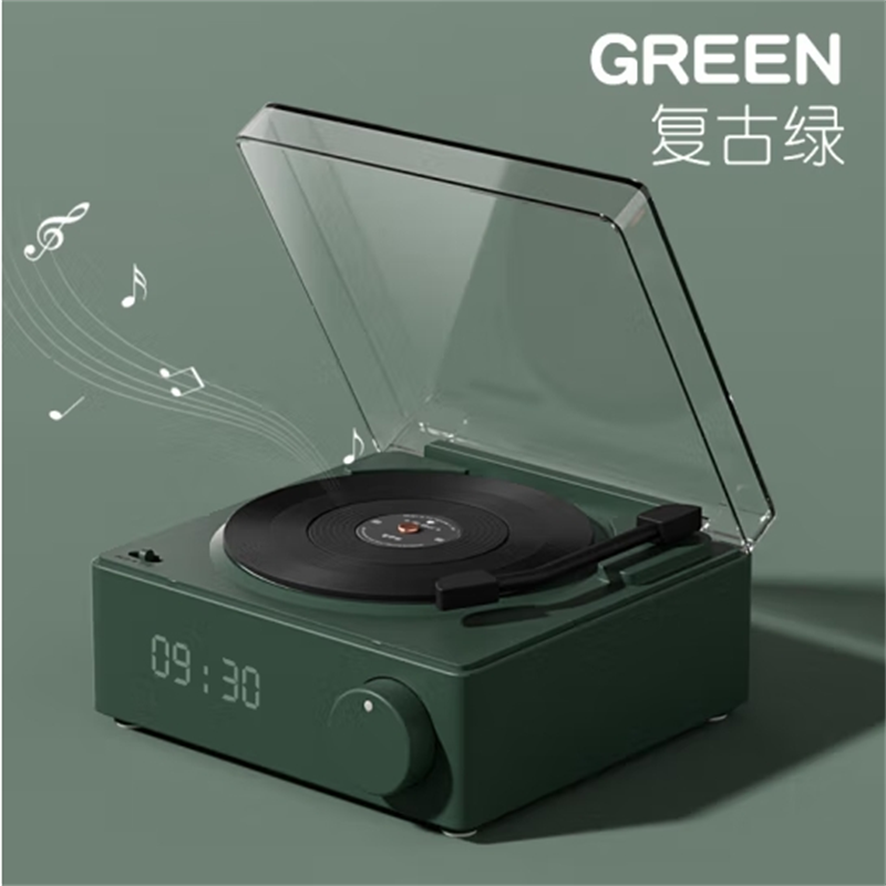 素觅复古黑胶无线蓝牙音箱闹钟小型原子唱片机低音炮高音质