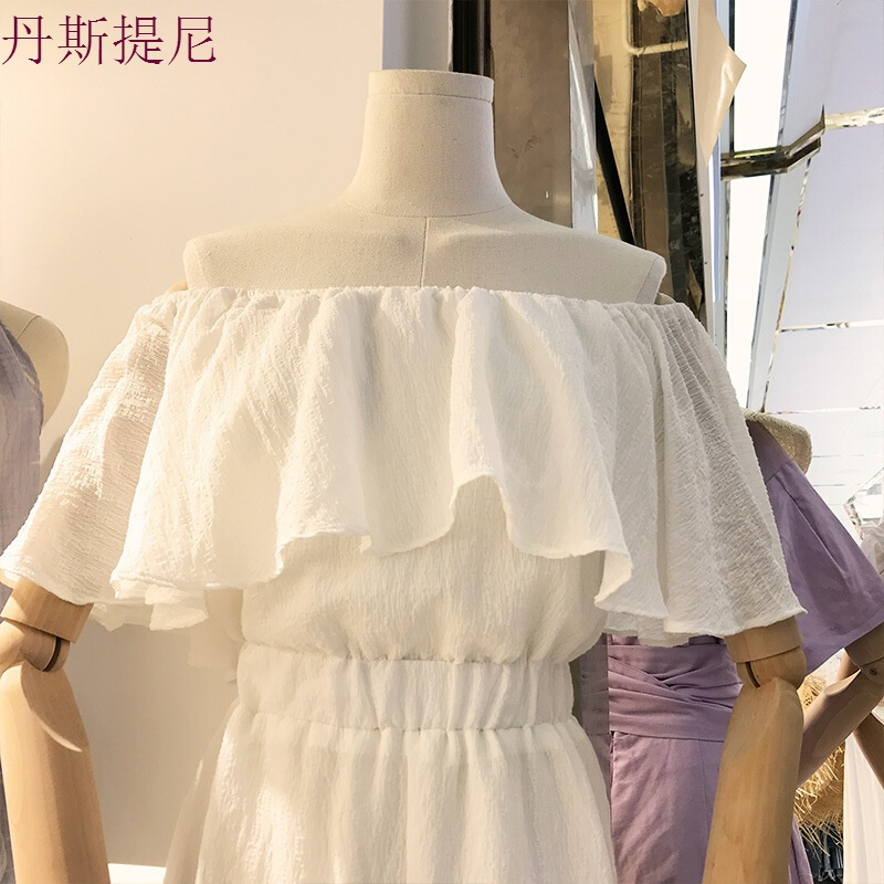 2018夏装新款白色荷叶边一字领连体裤子宽松休闲阔腿裤连衣裤 白色 均码