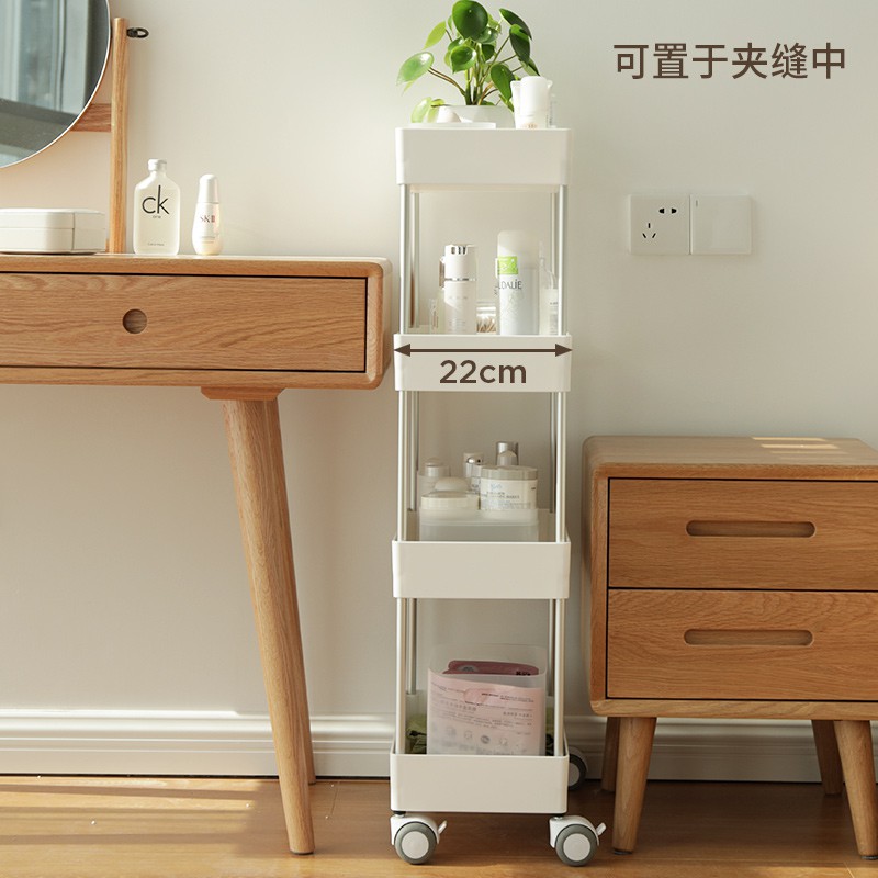 落地多层小推车收纳架化妆品置物架厕所浴室洗漱台厨房夹缝储物架收纳层架 三维工匠高清大图
