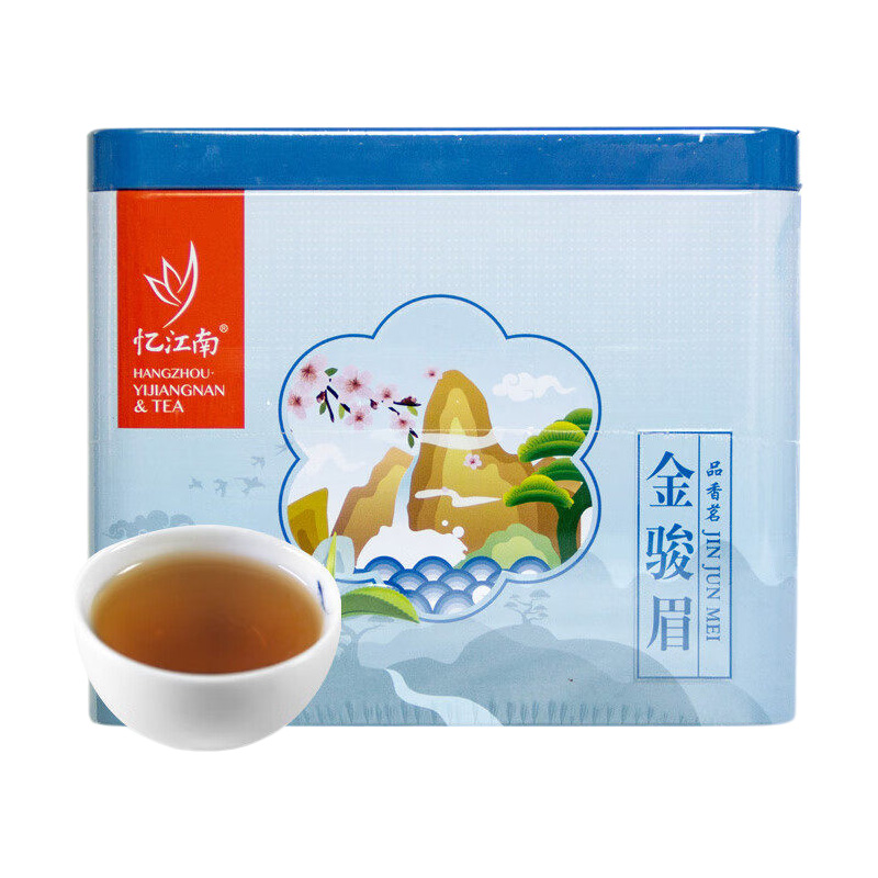 忆江南金骏眉条索紧结纤细色泽金黄口感醇厚回味绵长罐装60g