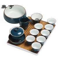 鼎亨陶瓷功夫茶具套装家用简约盖碗壶承三才碗工夫泡茶器茶洗茶盘