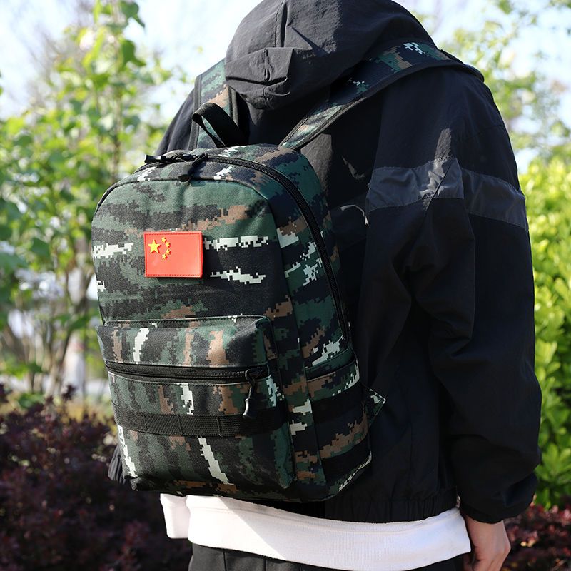 新款旅游户外登山夏令营猎人虎斑迷彩背包春游男孩小学生双肩书包虎斑