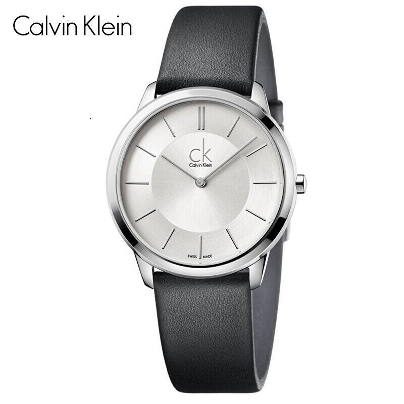 卡文克莱(Calvin Klein) 手表MINIMAL系列男女真皮 石英表 (欧美品牌) 情侣腕表 K3M211C6