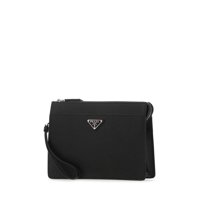 普拉达(PRADA)100维泰洛皮革女士手拿包晚宴包 clutch时尚简约商
