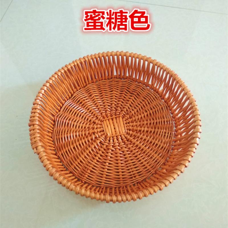 家柏饰(CORATED)藤编馒头筐柳编面包馍篮子家用厨房桌面玩具编织收纳筐鸡蛋水果盘 蜜糖色 中号直径30高7CM高清大图