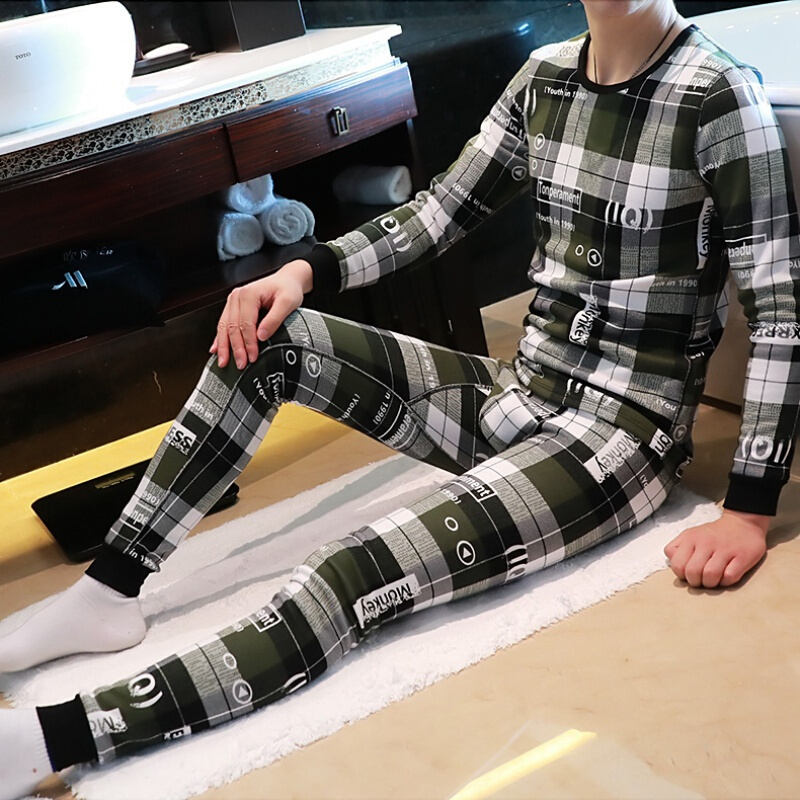 波迷娜(BOMINA)男士保暖内衣男加厚加绒棉毛衫青年学生秋衣秋裤套装防寒秋