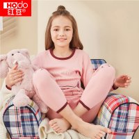 红豆儿童纯棉内衣套装女童低圆领套装女童柔软秋衣秋裤套装
