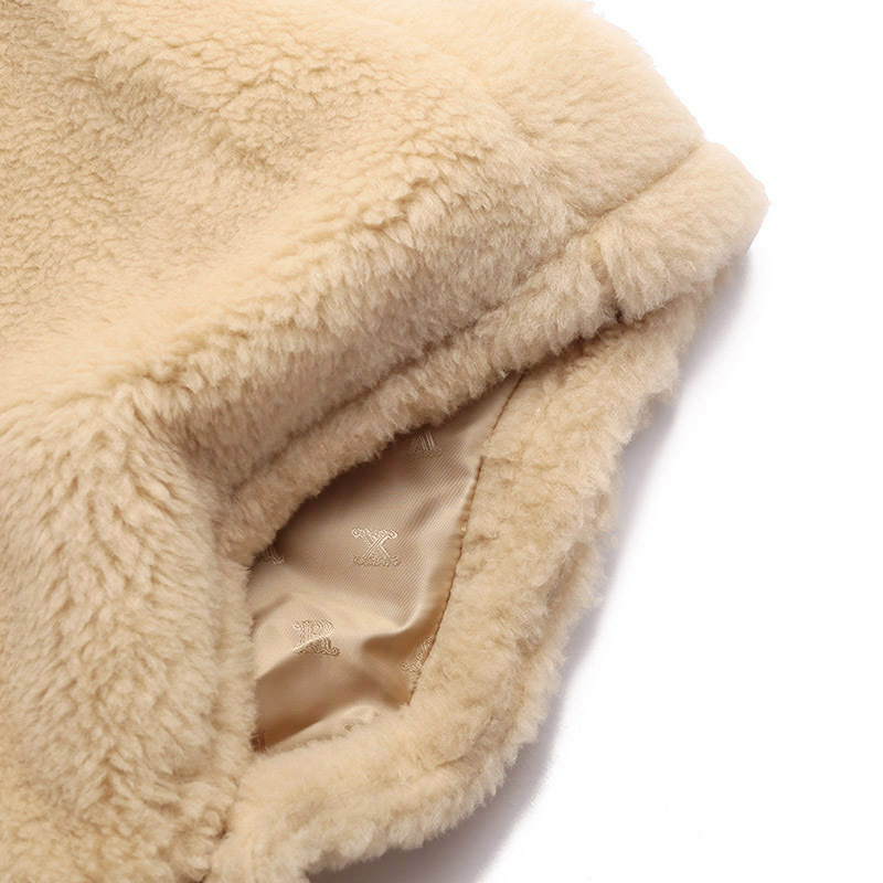 麦丝玛拉maxmara女士骆驼绒宽松版泰迪熊斗篷上衣外套adesso