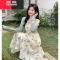 YIBUSHENG大码设计感小众碎花连衣裙女季胖妹妹温柔风气质显瘦吊带裙套装