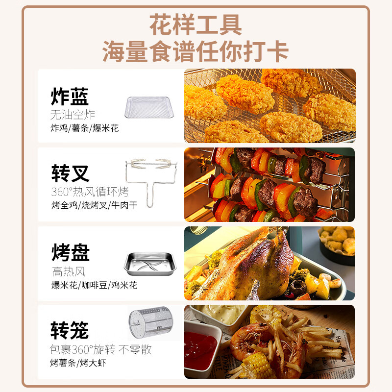 西屋 空气炸锅烤箱空气炸一体机家用多功能烘焙大容量无油低脂电炸锅 WAF-LZ1210E 12L高清大图