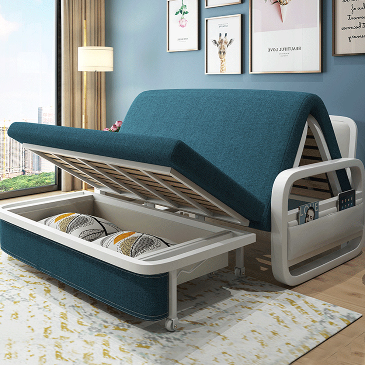 折叠沙发床两用北欧多功能带储物洗简易可拆双人沙发床可拆洗沙发床15