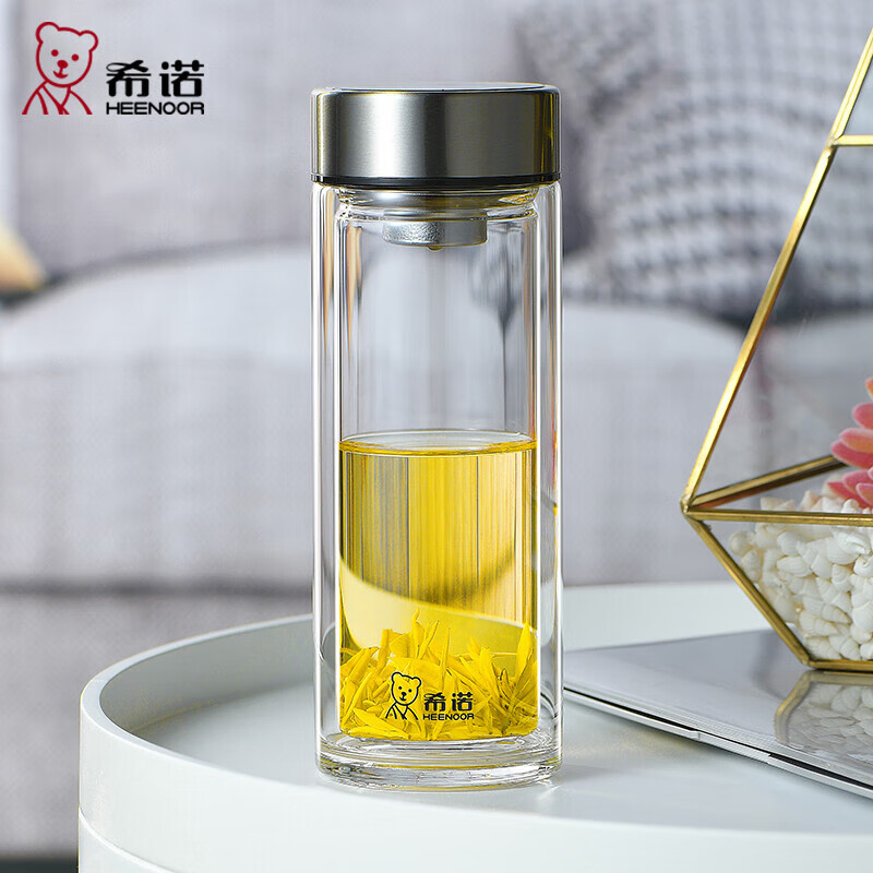 希诺HEENOOR高硼硅玻璃水杯耐热防爆简约设计便携大容量饮水杯高清大图