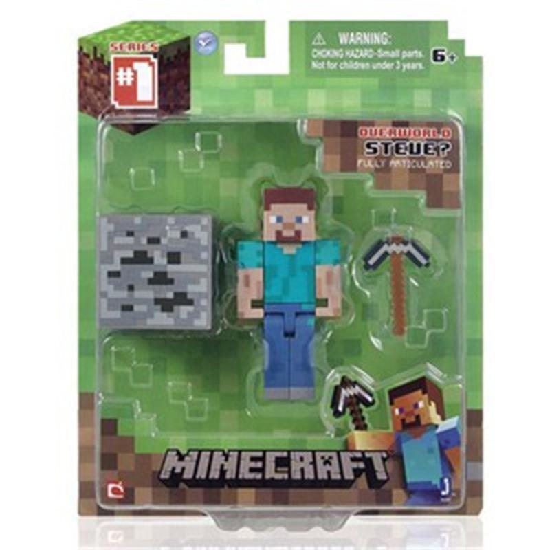 我的世界玩具公仔积木玩偶Minecraft周边人仔九款摆件手办套装 史蒂夫和镐