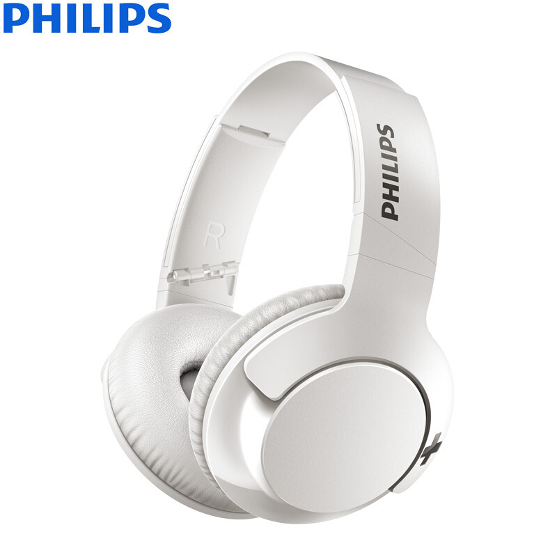 Philips/飞利浦 SHB3175 头戴式无线蓝牙耳机 重低音轻便携头戴式手机电脑耳机耳麦 适用于蓝牙连接通用 白色