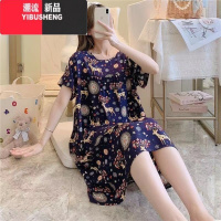 YIBUSHENG2023新棉绸睡裙女季睡衣人造棉连衣裙子中长款大码家居服休闲造 加大码建议120-160斤 绵绸连衣裙-雪花小鹿