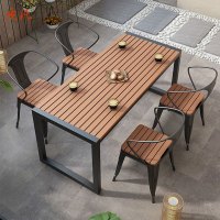 质凡户外餐桌庭院阳台露天桌子塑木室外餐桌 长凳子108x30x45cm