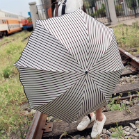 条纹防晒防紫外线夏季黑胶晴雨两用太阳雨伞折叠三折小清新女神伞