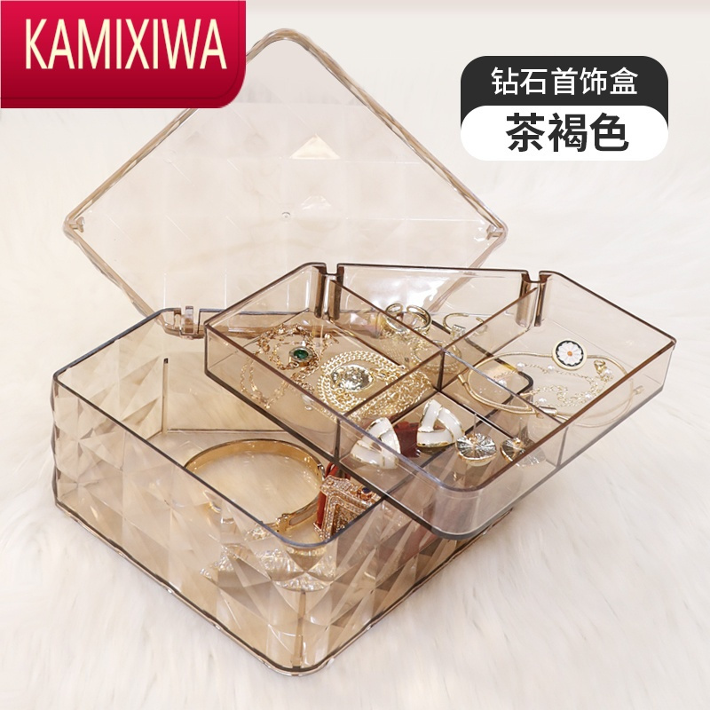 KAMIXIWA首饰收纳盒便携耳环展示架子大容量分格耳钉饰品盒戒指ins首饰盒