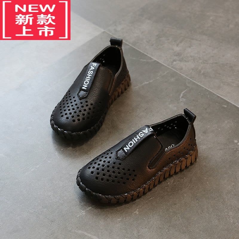 可莉允春秋新款女童皮鞋英伦风豆豆鞋韩版男童小皮鞋中大童休闲鞋学生鞋运动休闲鞋图片