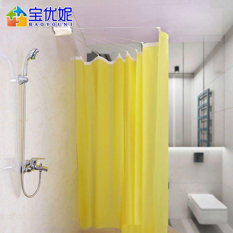 宝优妮扇形浴帘杆可折叠卧室窗帘杆浴室杆卫生间u型免打孔伸缩杆 DQ1609 白色高清大图