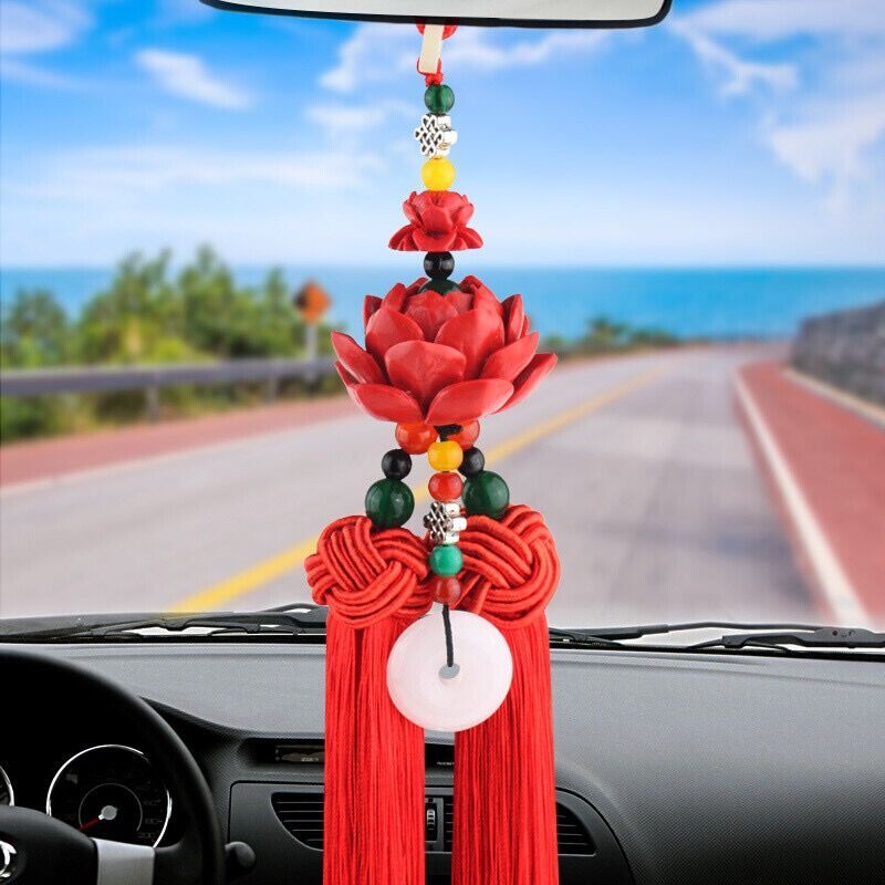汽车挂件挂饰品车上符车内车载出入平安挂件朱砂莲花吊坠出入平安