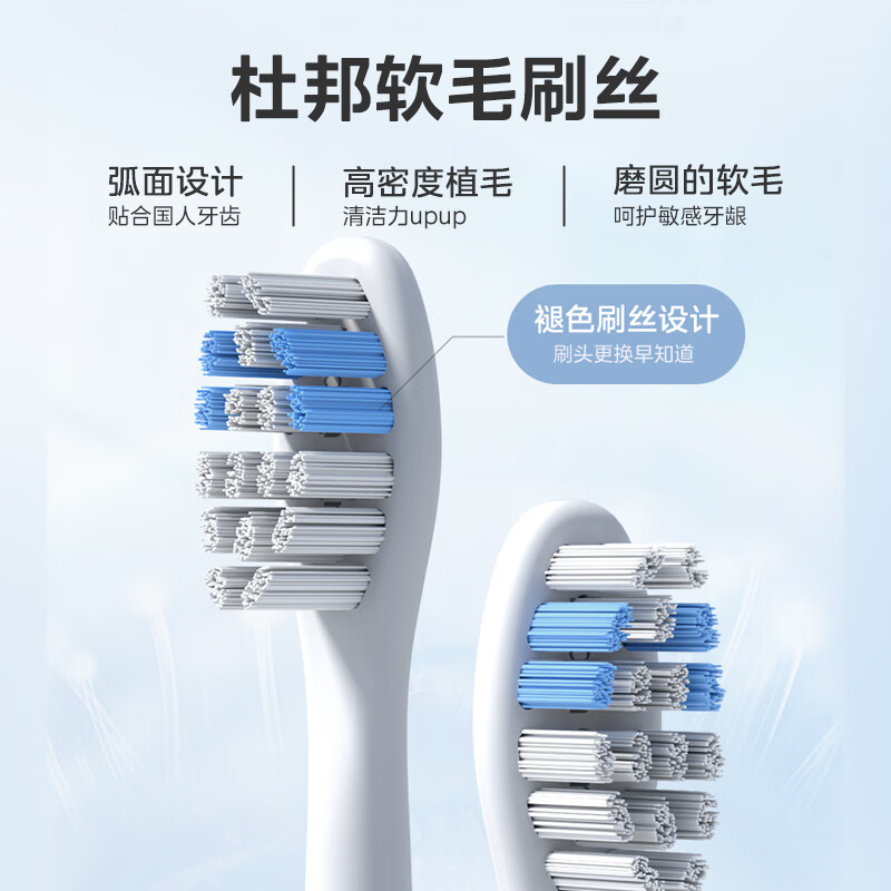 美的(Midea)电动牙刷成人/学生 声波震动 300天长续航 智能换区 软毛刷头*2 礼物 情侣款 S1P小米白高清大图