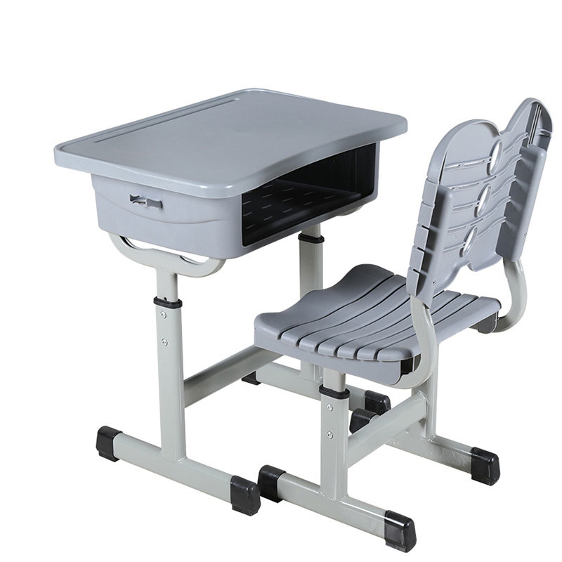 东升顺中小学生培训补习班学习桌学校写字桌套管升降塑钢课桌椅 套管靠背灰色
