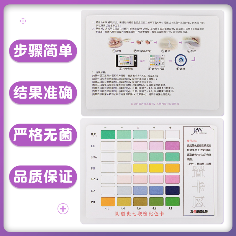 妇科炎症霉菌性阴道炎自检检测试纸白带滴虫细菌七联家用试剂盒
