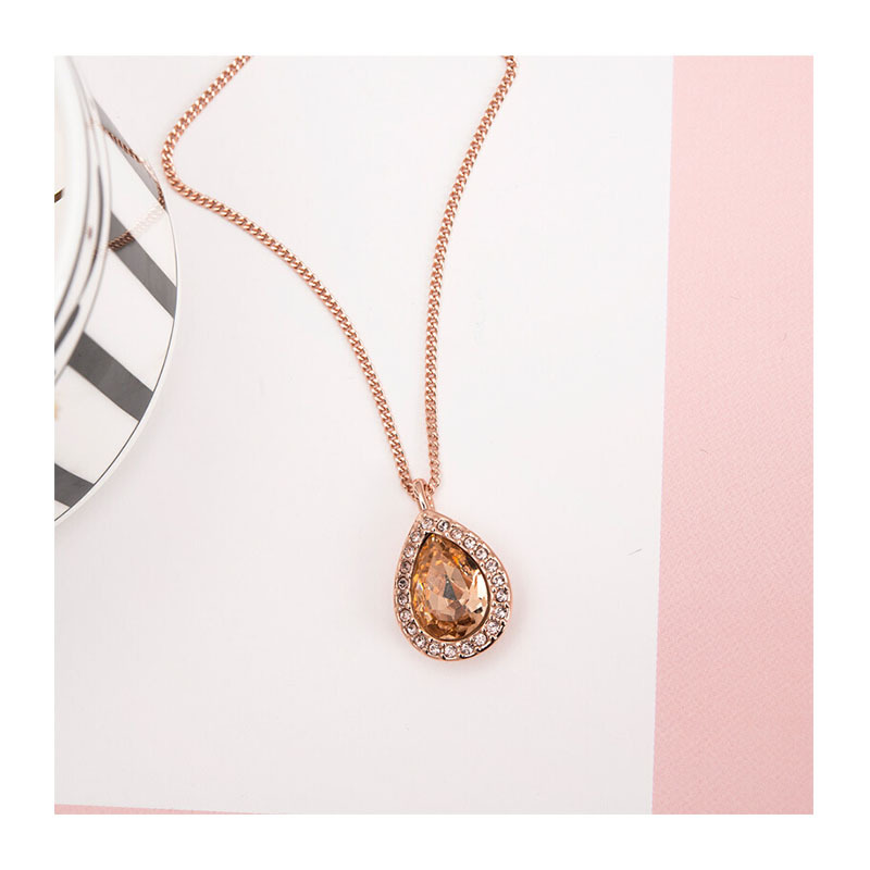 givenchy纪梵希华贵款玫瑰金色水滴型仿水晶女士项链