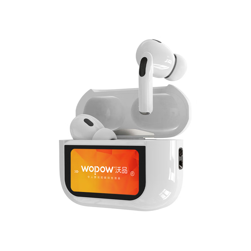 沃品(WOPOW)智慧屏TWS蓝牙耳机 无线带屏幕主动降噪 AirPro5P 白色高清大图