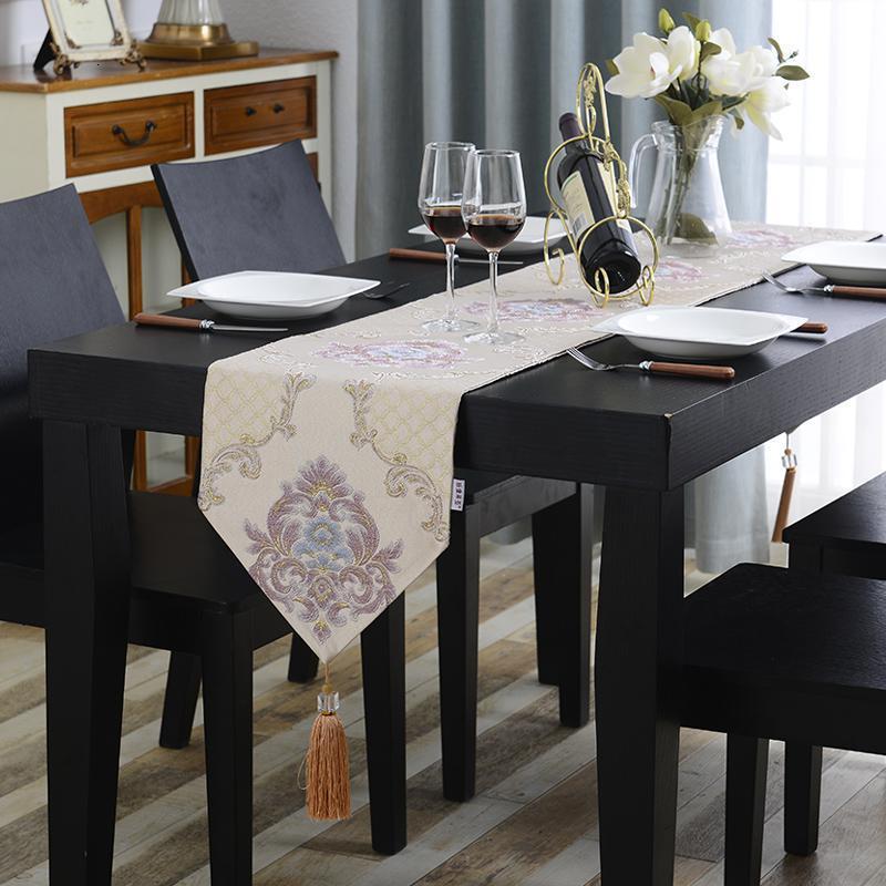 家柏饰(CORATED)欧式提花桌旗电视柜鞋柜茶几餐桌玄关旗长条桌旗布长条盖布可定做 黎曼菲-紫花 桌旗32*180cm