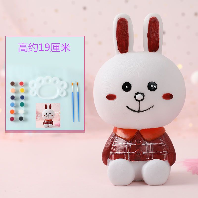 彩绘石膏娃娃涂色白胚涂鸦绘画手工diy玩具存钱罐上色搪胶陶瓷女 16