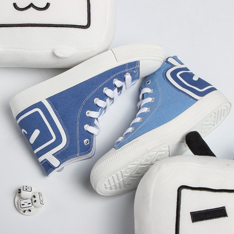 FEIYUE/飞跃B站跸喱跸喱联名款雾霾蓝高帮小电视帆布鞋0062