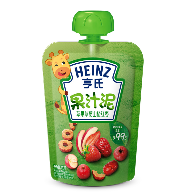 亨氏(Heinz)乐维滋清乐2+2果汁泥果泥-苹果草莓山楂红枣120g 婴儿果泥吸吸乐 宝宝水果泥辅食宝宝零食高清大图