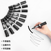 得力(deli)S555大双头粗头多用记号笔签字笔 10支/盒 黑色