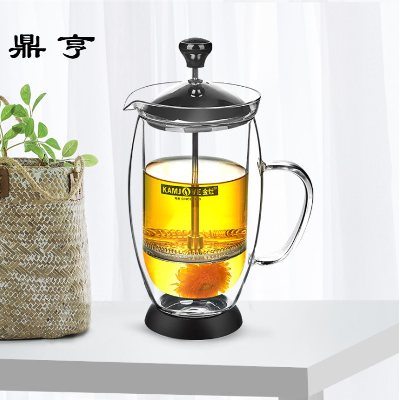 鼎亨茶道杯飘逸杯泡茶壶耐热玻璃茶具过滤花茶双层滤杯
